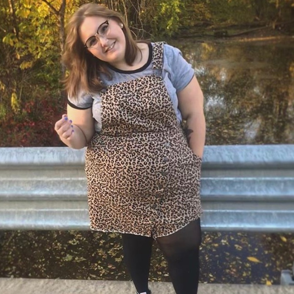 Animal print overall skirt